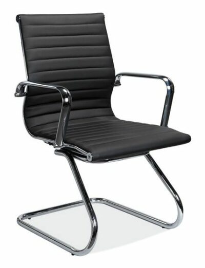 White LeatherTek Contemporary Sled Base Guest Chair w/Chrome Frame by OfficeSource®