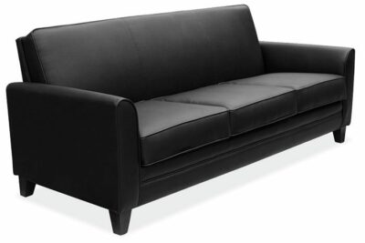 Black Leather-Soft Vinyl Seating Executive Sofa by OfficeSource®