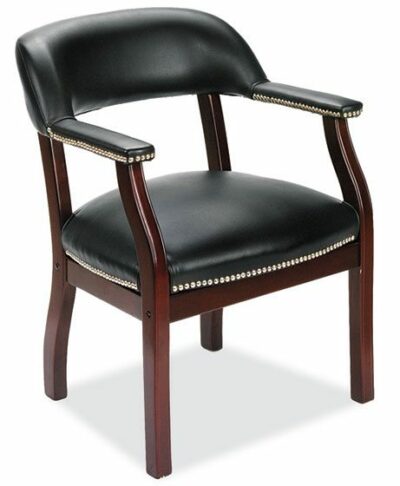 Oxblood Vinyl Seating Guest Chair w/Mahogany Finish by OfficeSource®