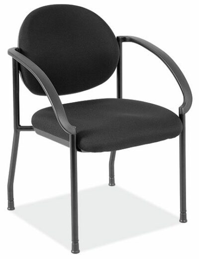 Black Seat& Back Contemporary Side Chair w/Arms and Black Frame by OfficeSource®