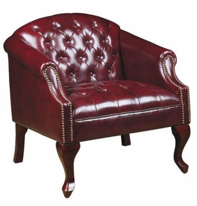 Black Leather-Soft Vinyl Seating Traditional Chair w/Mahogany Finish by OfficeSource®