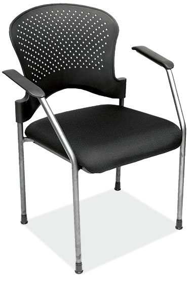 Black Fabric SeatBlack Poly Back Stacking Guest/Side Chairw/Arms