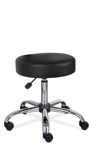 Black Vinyl Stools Medical Stool w/Polished Chrome Base by OfficeSource®