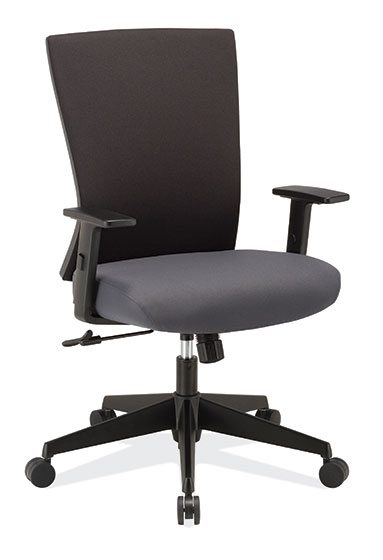 Gray Fabric Seat Contemporary Executive Fabric Back Chair w/Black Frame by OfficeSource®