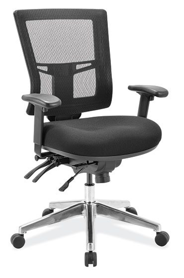 Black Fabric Seat w/ Black Mesh Bask Big & Tall Big & Tall Multi-Task chair w/ Adjustable Arms & Chrome Frame by OfficeSource®