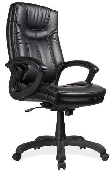 Black LeatherTek w/Contrast Stitching Contemporary Executive High Back w/Black Frame by OfficeSource®