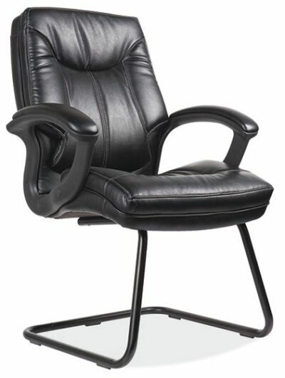 Black LeatherTek w/Contrast Stitching Contemporary Side Chair w/Black Frame by OfficeSource®