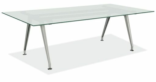 Frosted Glass Contemporary Glass 6Ft - Rectangular Tablew/1/2 Thick Frosted Tempered Glass Top by OfficeSource®