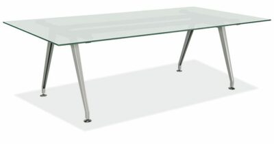 Frosted Glass Contemporary Glass 8Ft - Rectangular Tablew/1/2 Thick Frosted Tempered Glass Top by OfficeSource®
