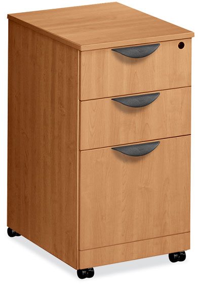 Modern Walnut Pedestals 3 Drawer Box/Box/File - 22" Deep by OfficeSource®