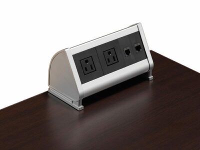 Silver Contemporary Laminate Table Mounted Power Module by OfficeSource®