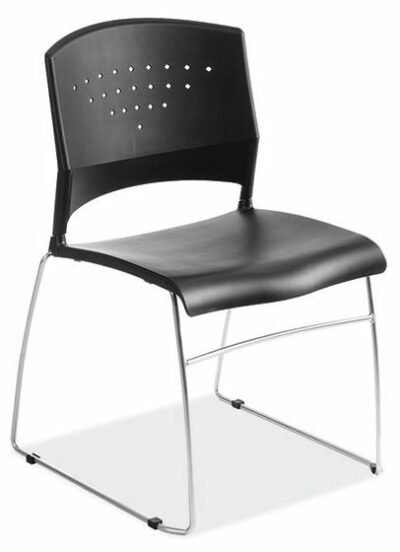 Black(A02) Stacking Stackable Side Chairw/Chrome Frame by OfficeSource®