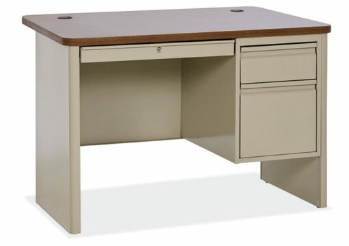 Gray Nebula/Black Contemporary Steel/Laminate Single Right 3/4 Pedestal Desk by OfficeSource®