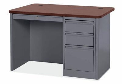 Gray Nebula/Black Contemporary Steel/Laminate Single Right Full Pedestal Desk by OfficeSource®