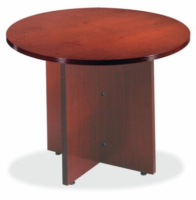 Mahogany Contemporary Veneer Round Conference Table - "X" Base by OfficeSource® by Rudnick
