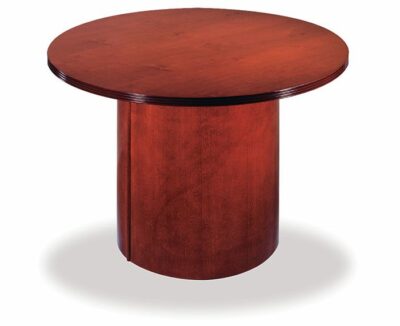 Mahogany Contemporary Veneer Round Conference Table - Cylinder Base (25"Diameter) by OfficeSource® by Rudnick