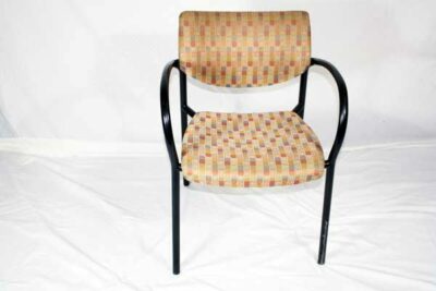 beige fabric stacking chair