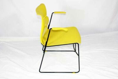 yellow hard plastic stacking chair