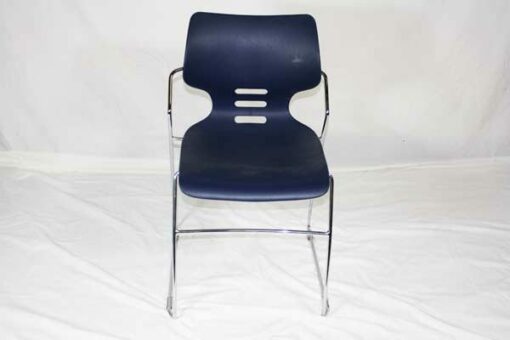 blue thermoplastic stacking chair