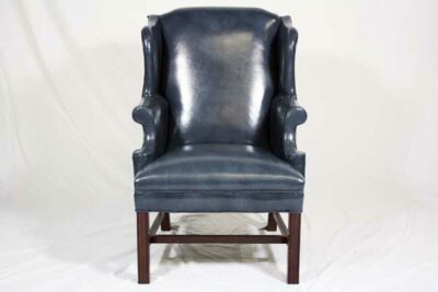 blue leather lounge chair