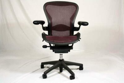 Herman Miller Aeron chair in burgundy mesh task chair available at Office Liquidation