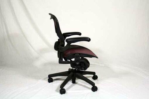 Fully adjustable ergonomic Herman Miller Aeron burgundy mesh office chair at Office Liquidation