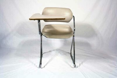 grey plastic stacking chair