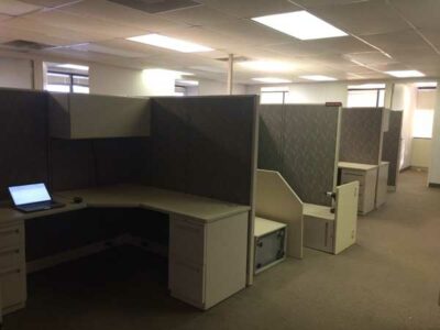 Grey Allsteel 6x6 corner cubicles