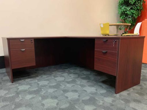 L-shape desk with 2 box/file pedestals at Office Liquidation