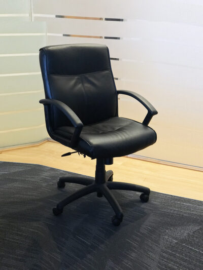 Find used black leather mid back chairs at Office Liquidation