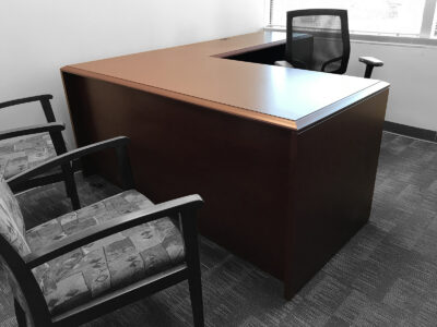 Find used l-shaped mahogany desks at Office Liquidation