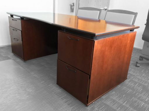 Find used single dark cherry veneer desks at Office Liquidation