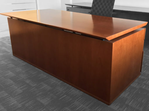 Office Liquidation Pre-Own Veneer Desk Set With Wall Matching Hutch