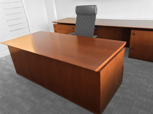 Veneer Desk Set With Wall Matching Hutch in  at Office Liquidation